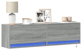 Έπιπλο Τοίχου Τηλεόρασης με LED Γκρι Sonoma 140x31x38 εκ.