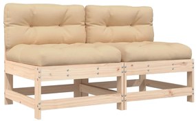 vidaXL Καναπέδες Μεσαίοι με Μαξιλάρια 2 τεμ. από Μασίφ Ξύλο Πεύκου