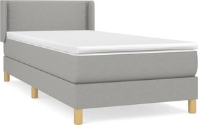 vidaXL Κρεβάτι Boxspring με Στρώμα Ανοιχτό Γκρι 90x190 εκ. Υφασμάτινο