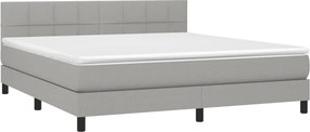 vidaXL Κρεβάτι Boxspring με Στρώμα &amp; LED Αν.Γκρι 180x200 εκ Υφασμάτινο