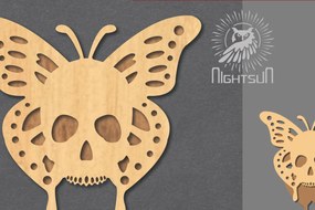 Σετ των 2 Intra απο ξύλο plywood 3mm-4mm πάχος Διακόσμηση κοπής με λέιζερ κρανίου πεταλούδας 5 Δίασταση 15x15 cm INTRAFABR-123688923