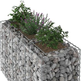 vidaXL Ανασηκωμένο κρεβάτι gabion Ασημί