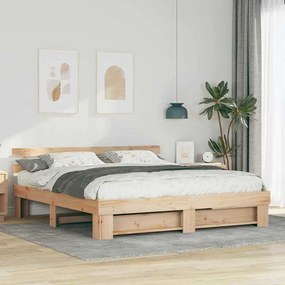 vidaXL Σκελετός Κρεβατιού Καφέ 200 x 200 cm Μασίφ ξύλο πεύκου