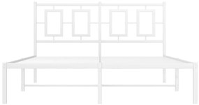 vidaXL Πλαίσιο Κρεβατιού με Κεφαλάρι Λευκό 135 x 190 εκ. Μεταλλικό