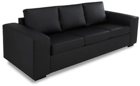 Καναπές Scandinavian Choice B109, Αριθμός θέσεων: 3, Μαύρο, 232x90x84cm, Οικολογικό δέρμα, Πόδια: Ξύλινα | Epipla1.gr
