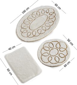 Acrylic Bathmat Set (3 Pieces) Safir - Ecru Multicolor