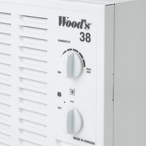 Αφυγραντήρας Woods SW-22FW, Μέχρι 100 m2, 336 m3, 13.5l/24h, Για γκαράζ και υπόγεια, Hydrostat, i-EcoDefrost, Τροχοί, Λευκό