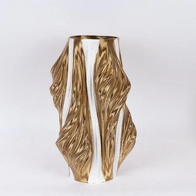 Βάζο Πορσελάνινο 3D 752-21090 26x26x41cm White-Gold Estheti Home Porcelain