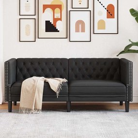 vidaXL Καναπές Chesterfield Μαύρο 174 x 74.5 x 70.5 εκ. Τεχνητό δέρμα