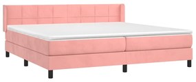 Κρεβάτι Boxspring με Στρώμα Ροζ 200x200 εκ. Βελούδινο - Ροζ