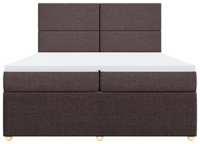 vidaXL Κρεβάτι Boxspring με Στρώμα Σκούρο Καφέ 200x200 εκ. Υφασμάτινο