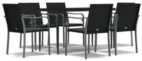 vidaXL Σετ Τραπεζαρίας Κήπου 7 τεμ. Συνθ. Ρατάν / Ατσάλι με Μαξιλάρια