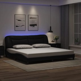 vidaXL Πλαίσιο κρεβατιού με LED χωρίς στρώμα Hvar Μαύρο 200x200 εκ.