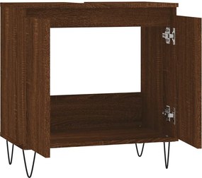 vidaXL Ντουλάπι Μπάνιου Καφέ Δρυς 58 x 33 x 60 εκ. από Επεξεργ. Ξύλο