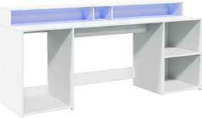 vidaXL Γραφείο με LED Λευκό 200x55x91 εκ. από Επεξεργασμένο Ξύλο