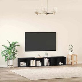 vidaXL Σετ επίπλου τηλεόρασης 2 pcs Μαύρη Οξυά Επεξεργασμένο ξύλο