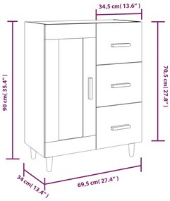 ΝΤΟΥΛΑΠΙ ΓΚΡΙ SONOMA 69,5 X 34 X 90 ΕΚ. ΑΠΟ ΕΠΕΞΕΡΓΑΣΜΕΝΟ ΞΥΛΟ 817370