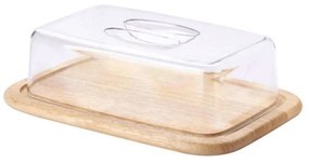 Τυριέρα Με Καπάκι Wooden Rubberwood 03073000 30x20x8,5cm Clear-Natural Continenta Ξύλο,Πλαστικό