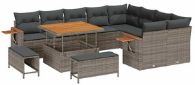 vidaXL Σετ Καναπέ Κήπου με μαξιλάρι 12 pcs Γκρι 100 x 100 x 71 cm