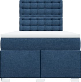 vidaXL Κρεβάτι Boxspring με Στρώμα Μπλε 120x190 εκ. Υφασμάτινο