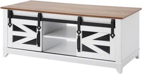 VEVOR 48" Farmhouse Coffee Table 2-tier Rectangle Table with Sliding Barn Doors