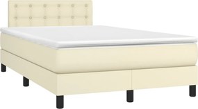 vidaXL Κρεβάτι Boxspring με Στρώμα &amp; LED Κρεμ 120x200 εκ. Συνθ. Δέρμα