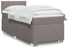 vidaXL Κρεβάτι Boxspring με Στρώμα Taupe 100 x 200 εκ. Υφασμάτινο