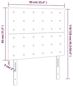 Κεφαλάρι Κρεβατιού LED Σκούρο Γκρι 90x5x118/128εκ. Υφασμάτινο 3122841