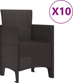 vidaXL Σέτ φαγητού για κήπο 11 τμχ. Καφέ Πολυπροπυλένιο