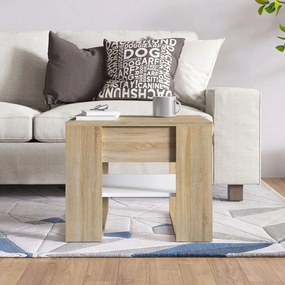 vidaXL Τραπεζάκι Σαλονιού Λευκό &amp; Sonoma Δρυς 55,5x55x45εκ. Επεξ. Ξύλο