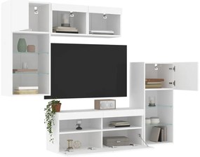 vidaXL Έπιπλα Τοίχου Τηλεόρασης 5 τεμ LED Λευκά από Επεξεργασμένο Ξύλο