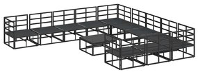 vidaXL Σετ Καναπέ Κήπου με μαξιλάρι 12 pcs Μαύρο Αλουμίνιο