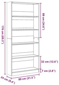 Βιβλιοθήκη Sonoma Δρυς 80x24x176 εκ. από Επεξεργασμένο Ξύλο - Καφέ