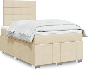 vidaXL Κρεβάτι Boxspring με Στρώμα Κρεμ 120x190 εκ. Υφασμάτινο