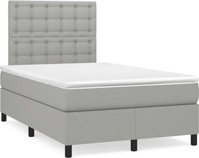vidaXL Κρεβάτι Boxspring με Στρώμα Ανοιχτό Γκρι 120x190 εκ. Υφασμάτινο
