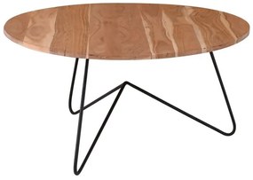 BORAL-W Τραπεζάκι Σαλονιού Καθιστικού, Μέταλλο Βαφή Μαύρο, Ξύλο Ακακία Φυσικό