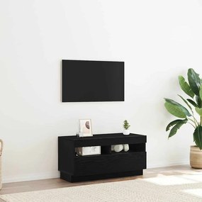 vidaXL Κονσόλα Τηλεόρασης με LED Φώτα Μαύρο Δρυς 80x35x40 εκ. Ένα επεξεργασμένο ξύλο