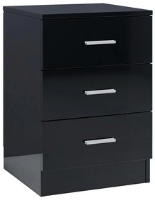 vidaXL Κομοδίνα 2 τεμ. Γυαλιστερό Μαύρο 38x35x56 εκ. από Μοριοσανίδα