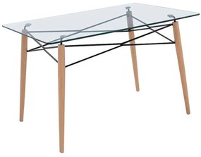 Τραπέζι Art Wood Ε7081,2 Ξύλο/Γυαλί 10mm 120x80cm Ξύλο,Γυαλί