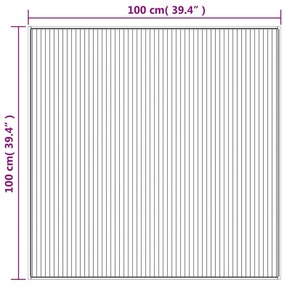 Χαλί Τετράγωνο Γκρι 100 x 100 εκ. Μπαμπού - Γκρι