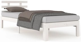 vidaXL Πλαίσιο Κρεβατιού Λευκό 90 x 190 εκ. Μασίφ Ξύλο Single