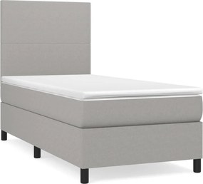 vidaXL Κρεβάτι Boxspring με Στρώμα Ανοιχτό Γκρι 100x200 εκ. Υφασμάτινο