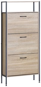 Παπουτσοθήκη ArteLibre ALDERWYN Δρυς/Μαύρο Μοριοσανίδα/Μέταλλο 63x24x141cm