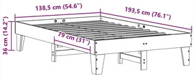 Σκελετός Κρεβ. Χωρίς Στρώμα Καφέ Κεριού 135x190 εκ Μασίφ Πεύκο - Καφέ