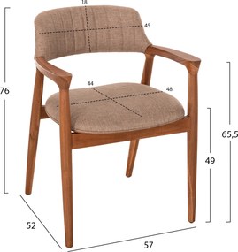 ΠΟΛΥΘΡΟΝΑ JAMES HM18259 TEAK WOOD ΜΕ ΣΑΜΠΑΝΙ ΥΦΑΣΜΑ 57x52x76Υεκ.