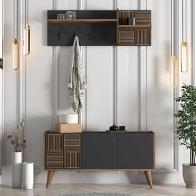 Stewehome Έπιπλο Εισόδου Λευκό με Κρεμάστρες &amp;amp; Ντουλάπι 120x35x60 cm