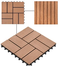 Πλακάκια Deck 11 τεμ. Καφέ 30 x 30 εκ. 1 μ² από WPC - Καφέ