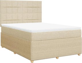 vidaXL Κρεβάτι Boxspring με Στρώμα Κρεμ 140x200 εκ. Υφασμάτινο