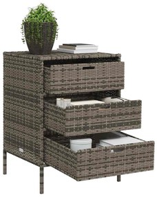 vidaXL Ντουλάπι Αποθήκευσης Κήπου Γκρι 55x59x80 εκ. Συνθετικό Ρατάν