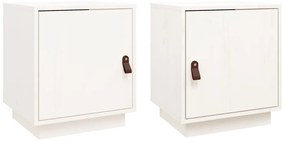 vidaXL Κομοδίνα 2 τεμ. Λευκό 40x34x45 εκ. από Μασίφ Ξύλο Πεύκου